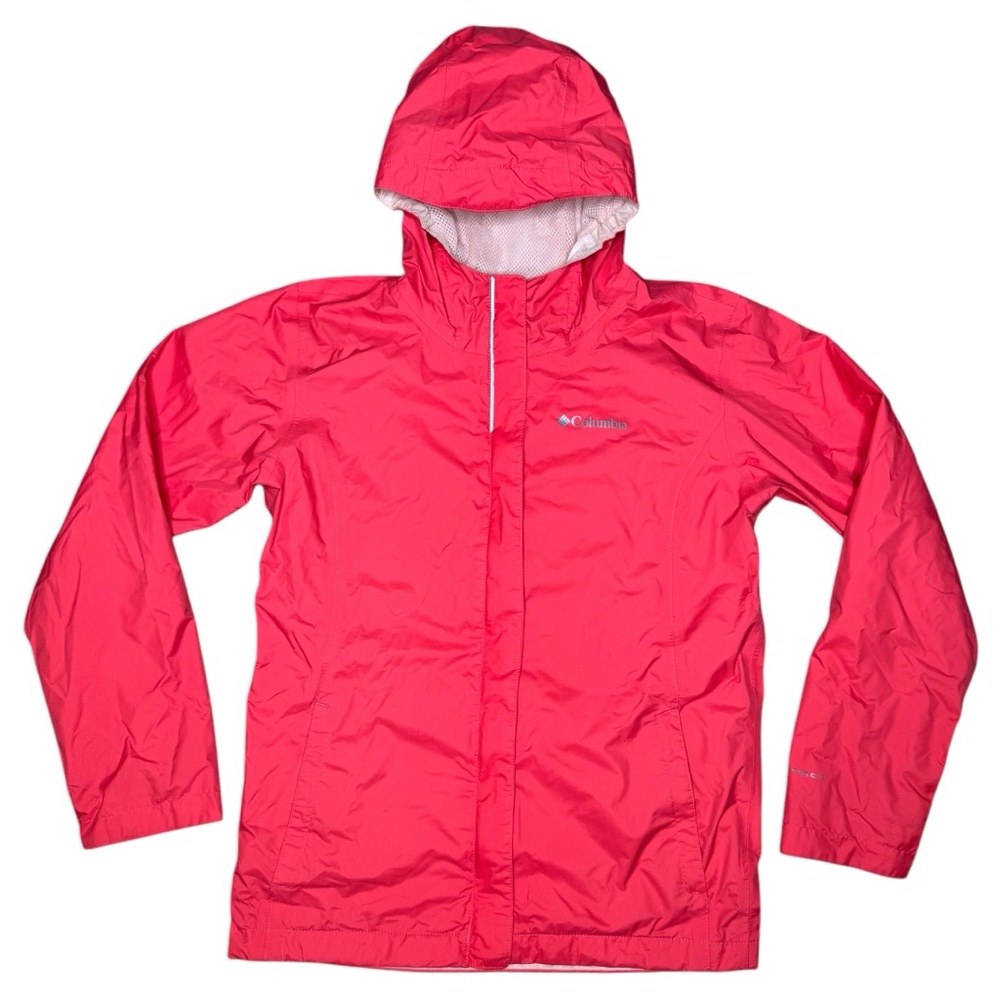Columbia Girl’s Arcadia Rain Jacket L 14-16 Omni-Tech Waterproof Hooded